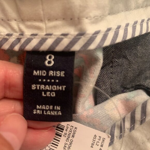 Lands End Chino Pants Mid-Rise Straight Leg Colorful Aztec Tile Print Size 8 New - Picture 5 of 12